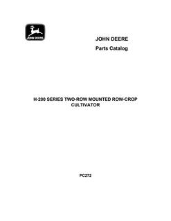John Deere H-200 Series Mounted row-crop cultivator Parts catalog PC272 — actual manual cover