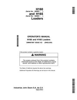 John Deere H160; H165 Loader Operator manual OMW57697 — actual manual cover