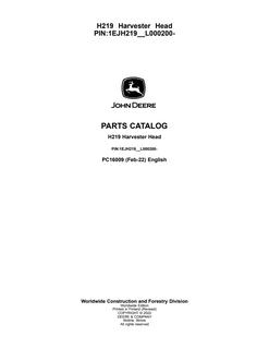 John Deere H219 Harvester Head Parts Catalog — actual manual cover