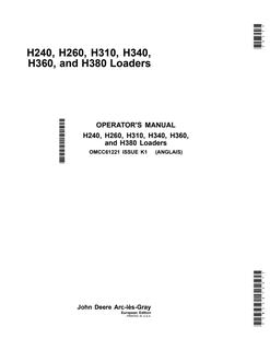 John Deere H240, H260, H310, H340, H360, H380 Loader Operator manual OMCC61221 — actual manual cover
