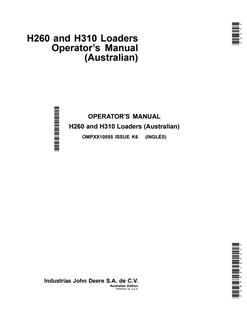 John Deere H260; H310 Loader Operator manual OMPXX10555 — actual manual cover