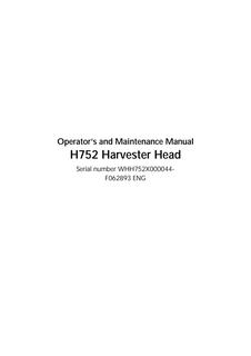 John Deere H752 Harvester Head Operator and Maintenance Manual — actual manual cover