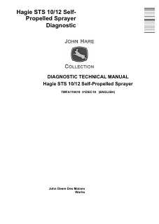 John Deere Hagie STS 10/12 Self-Propelled Sprayer Diagnostic Technical Manual TMFA110419 — actual manual cover