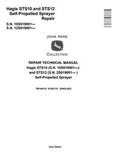 John Deere Hagie STS10, STS12 Self-Propelled Sprayer Repair Technical Manual TM149219 — actual manual cover