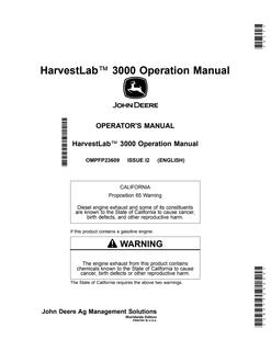 John Deere HarvestLab 3000 Agricultural sensor system Operation manual OMPFP23609 — actual manual cover