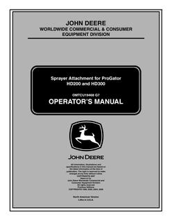 John Deere HD200; HD300 Sprayer attachment Operator manual OMTCU19468 — actual manual cover