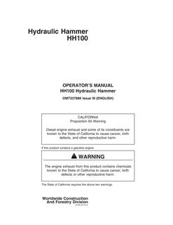 John Deere HH100 Hydraulic hammer Operator manual OMT237886 — actual manual cover
