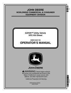 John Deere HPX 4X4 Utility vehicle Operator manual OMM163327 — actual manual cover