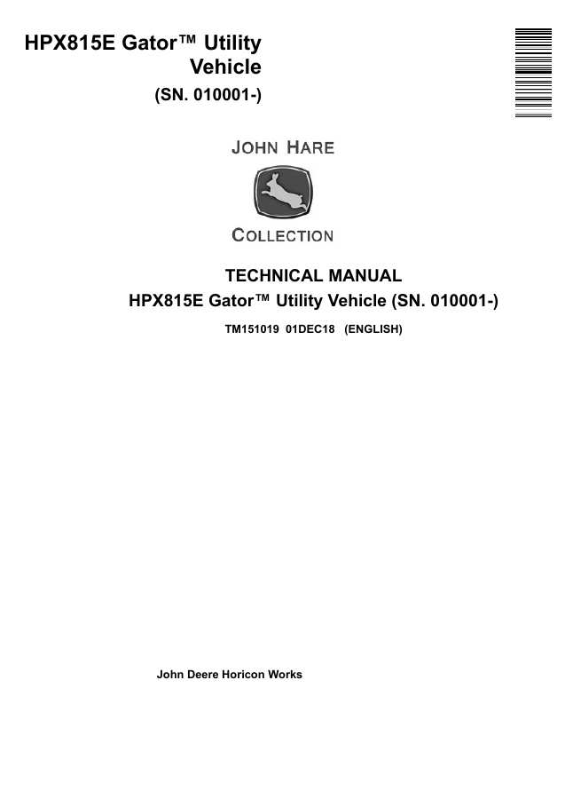 John Deere HPX815E Gator Utility Vehicle Technical Manual (TM151019) — actual manual cover