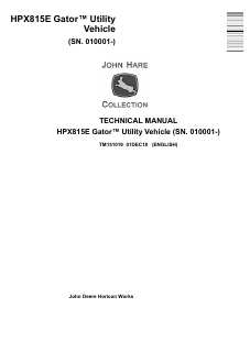 John Deere HPX815E Gator Utility Vehicle Technical Manual (TM151019) — actual manual cover