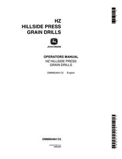 John Deere HZ Hillside Press Grain Drills Operators manual — actual manual cover