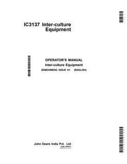 John Deere IC3137 Inter-culture equipment Operator manual 5DMDHMENG — actual manual cover