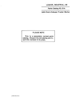 John Deere Industrial 90 Loader Parts catalog PC-514 — actual manual cover