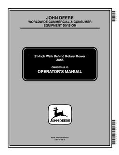 John Deere JA65 Walk-behind rotary mower Operator manual OMGC00516 — actual manual cover