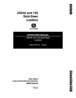 John Deere JD24A, 125 Skid-steer loader Operator manual OMM77699 — actual manual cover