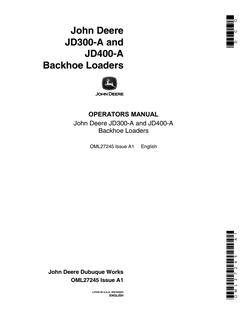 John Deere JD300-A, JD400-A Backhoe loader Operator manual OML27245 — actual manual cover