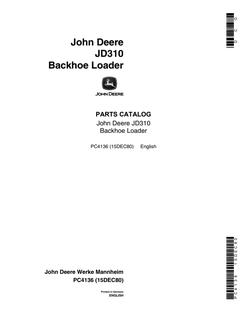 John Deere JD310 Backhoe loader Parts catalog PC4136 — actual manual cover