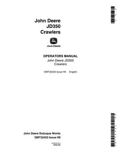 John Deere JD350 Crawler Operator manual OMT32423 — actual manual cover