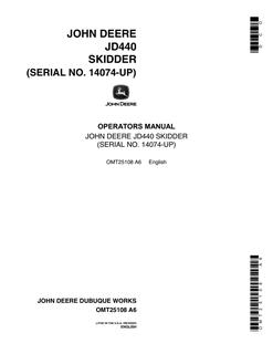 John Deere JD440 Skidder Operator manual OMT25108 — actual manual cover