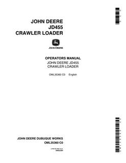 John Deere JD455 Crawler loader Operator manual OML35360 — actual manual cover