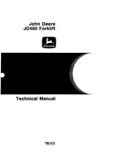 John Deere JD480 Forklift Technical manual TM1016 — actual manual cover