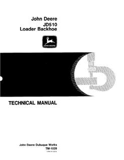 John Deere JD510 Loader Backhoe Technical Manual TM1039 — actual manual cover