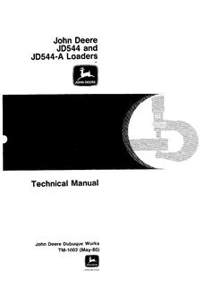 John Deere JD544, JD544-A Loader Technical Manual TM1002 — actual manual cover