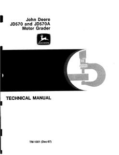 John Deere JD570, JD570A Motor Grader Technical Manual TM1001 — actual manual cover