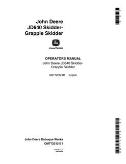John Deere JD640 Skidder Operator manual OMT72212 — actual manual cover