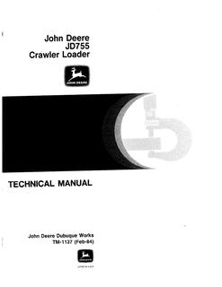 John Deere JD755 Crawler Loader Technical Manual TM1137 — actual manual cover