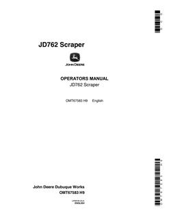 John Deere JD762 Scraper Operator manual OMT67583 — actual manual cover