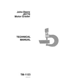 John Deere JD770 Motor Grader Technical Manual TM1123 — actual manual cover