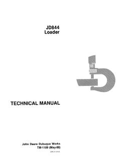 John Deere JD844 Loader Technical Manual TM1189 — actual manual cover