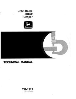 John Deere JD862 Scraper Technical manual — actual manual cover