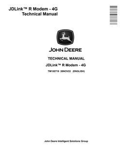 John Deere JDLink R Modem - 4G Telematics Modem Technical Manual TM155719 — actual manual cover