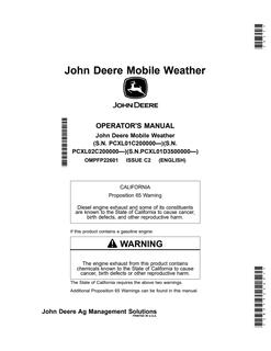 John Deere John Deere Mobile Weather Mobile weather system Operator manual OMPFP22601 — actual manual cover