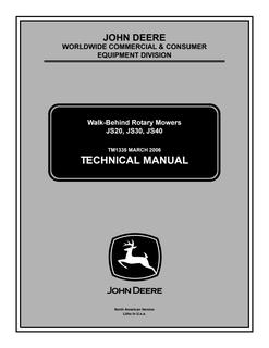 John Deere JS20, JS30, JS40 Walk-behind rotary mower Technical manual — actual manual cover