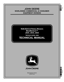 John Deere JS25, JS35, JS45 Walk-Behind Mower Technical Manual TM103619 — actual manual cover