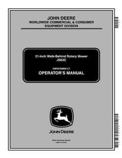 John Deere JS63C 21-Inch Walk-Behind Rotary Mower Operator's Manual OMGC00669 — actual manual cover