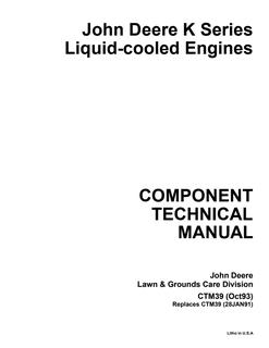 John Deere K Series Engine Component Technical Manual CTM39 — actual manual cover