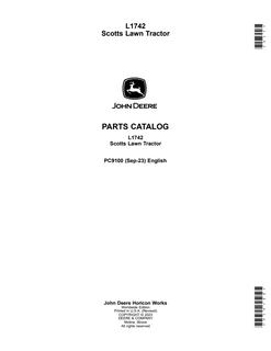 John Deere L1742 Lawn tractor Parts catalog PC9100 — actual manual cover