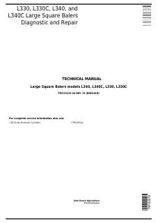 John Deere L330, L330C, L340, L340C Large square baler Diagnostic and repair technical manual TM133219 — actual manual cover