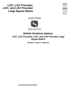 John Deere L331, L331 Precutter, L341, L341 Precutter Large Square Baler Repair Technical Manual TM148419 — actual manual cover