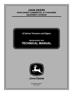 John Deere LE Series Trimmer and Edger Technical Manual TM2189 — actual manual cover