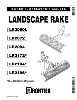 John Deere LR2060L; LR2072; LR2084; LR2172; LR2184; LR2196 Landscape rake Operator manual 5WS105032 — actual manual cover