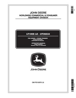 John Deere LT105S LE (UT26534) String trimmer Operator manual OMPS10976 — actual manual cover