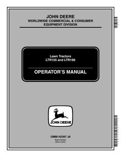 John Deere LTR155, LTR166 Lawn tractor Operator's manual OMM142397 — actual manual cover