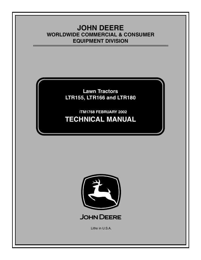 John Deere LTR155, LTR166, LTR180 Lawn Tractor Technical Manual OMTM1768 — actual manual cover