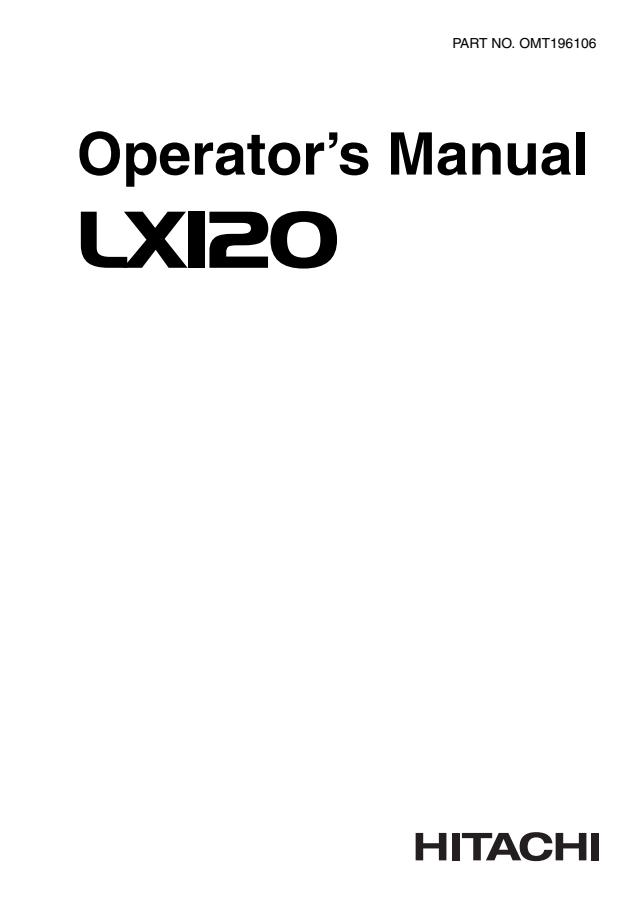 John Deere LX120 Loader Operator manual OMT196106 — actual manual cover