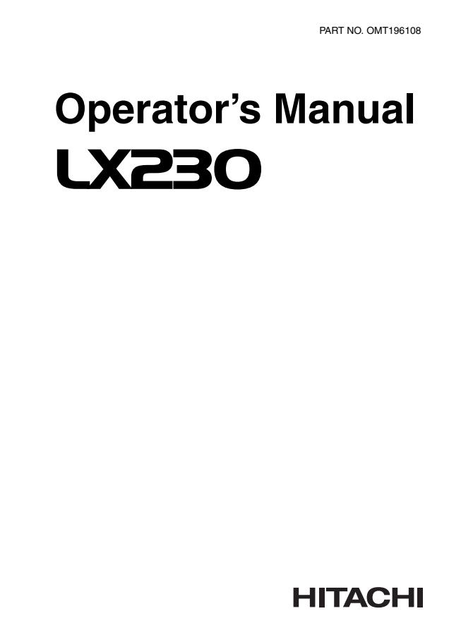 John Deere LX230 Loader Operator manual OMT196108 — actual manual cover